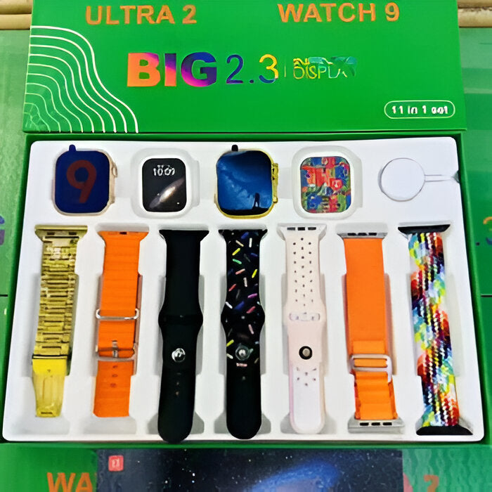 Ultra2 Dual Smart Watch With 7 Straps and Two Dials